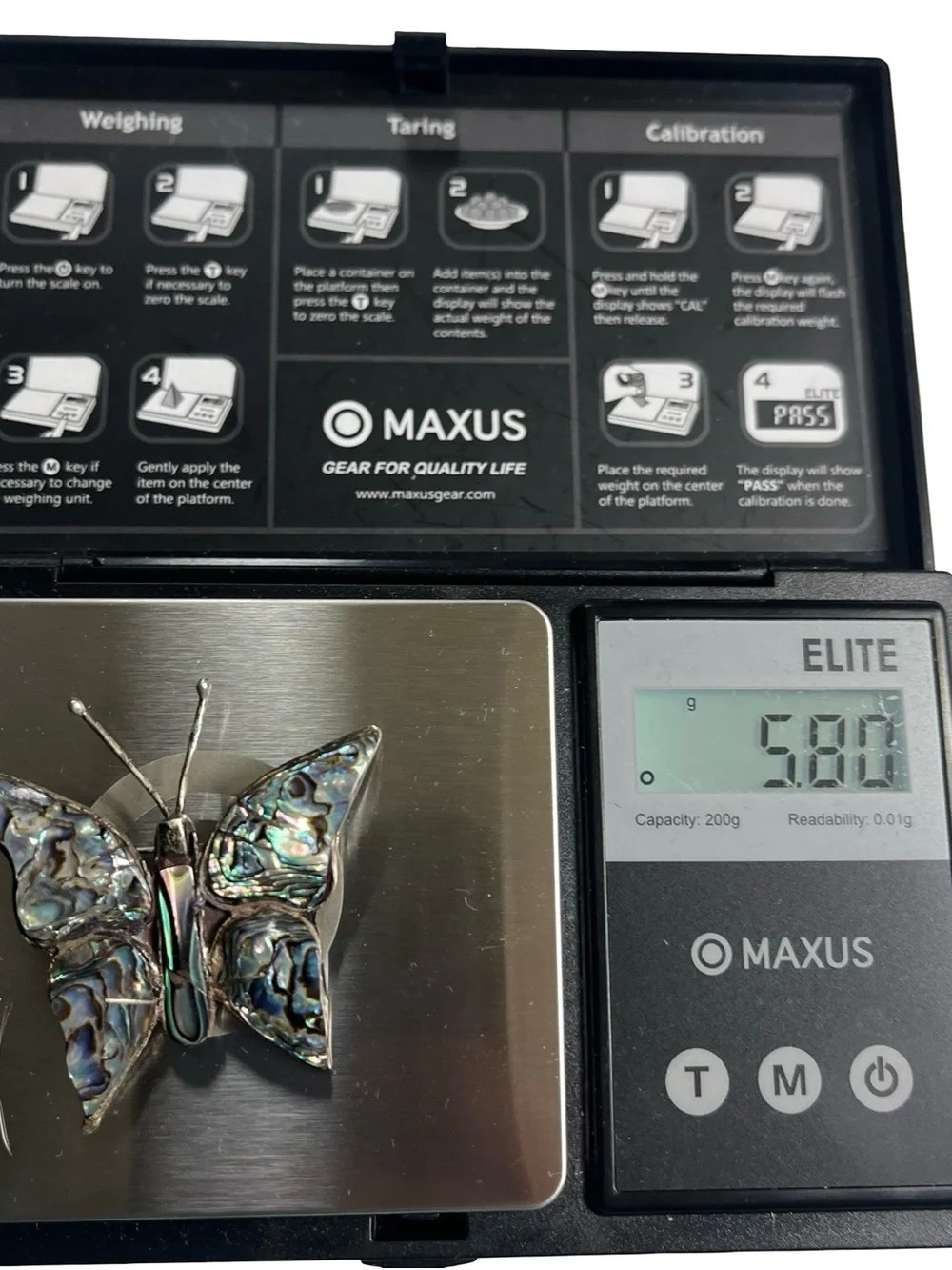 Vtg Signed SJB Taxco Mexico 925 Sterling Silvr Abalone Butterfly Brooch Pin 5.8g